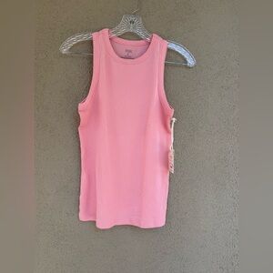 a.n.a Pink Ribbed high Crewneck Tank Top